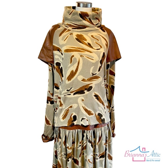 Bellissima women turtleneck padded long sleeve top and Skirt brown Maxi-dress XL - Picture 2 of 11